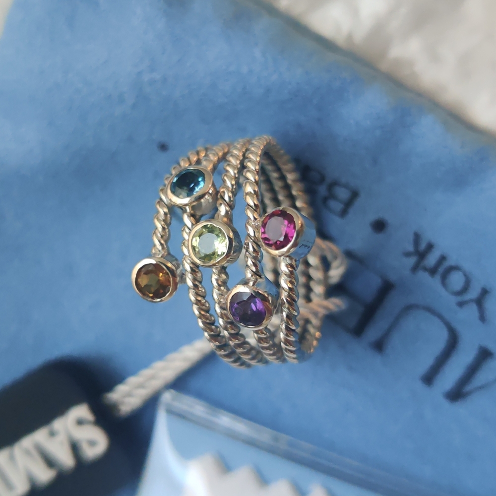 Samuel B multi gemstone ring sterling silver 7